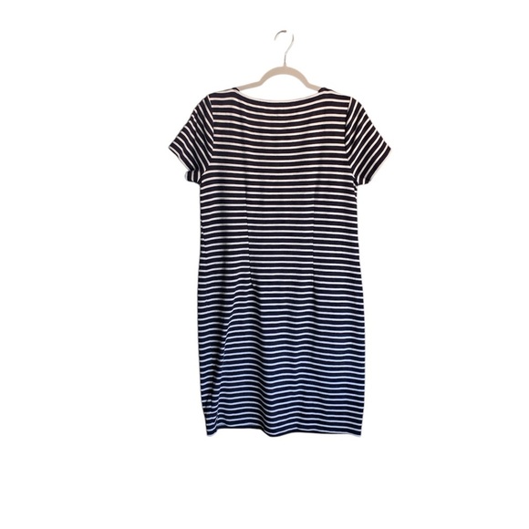 Talbots women’s dress midi navy white stripes short sleeve size medium coastal - Picture 4 of 11
